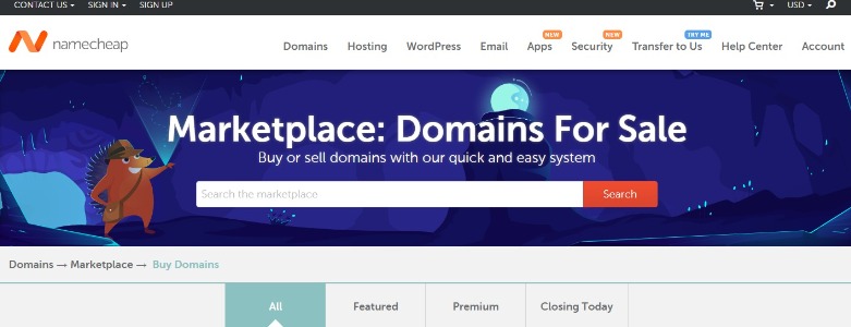 Namecheap Webpage