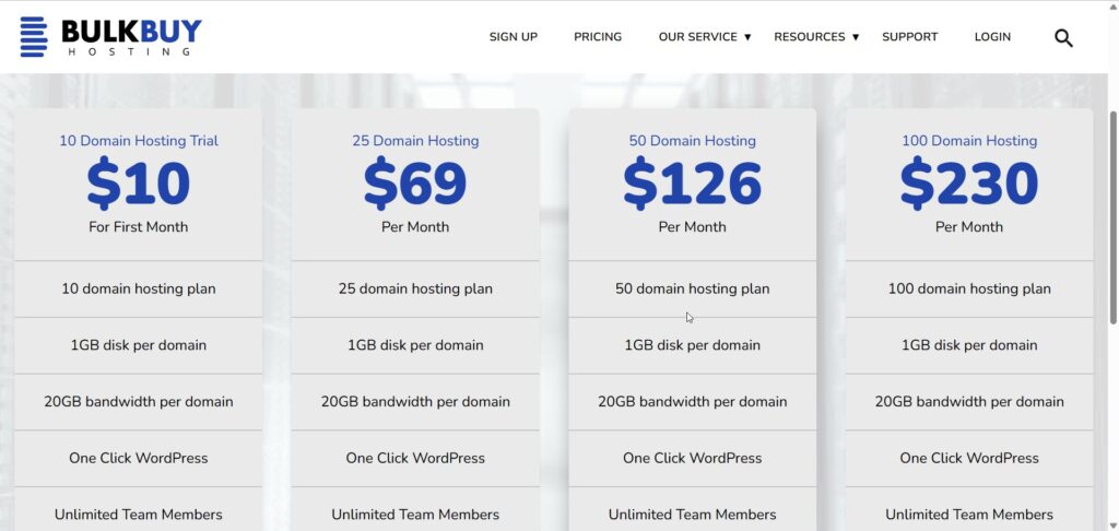 BulkBuy Hosting Pricing