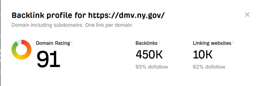 DR of dmv.ny.gov site Example