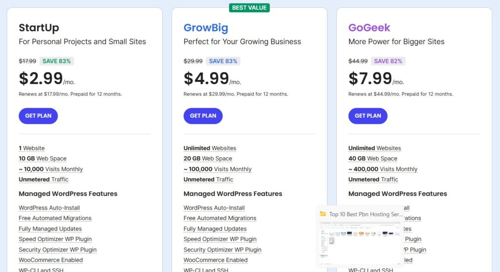 SiteGround Pricing