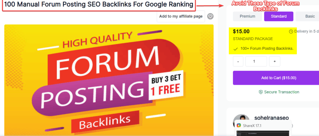 Spammy Forum Backlinks Example 