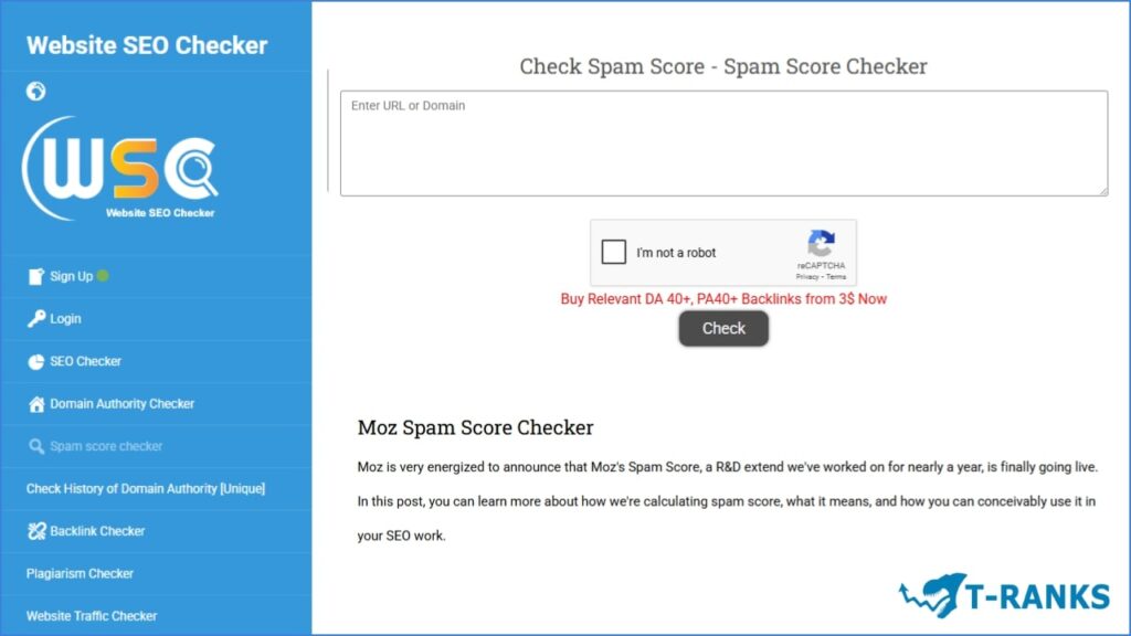 Website SEO Checker For Spam Score