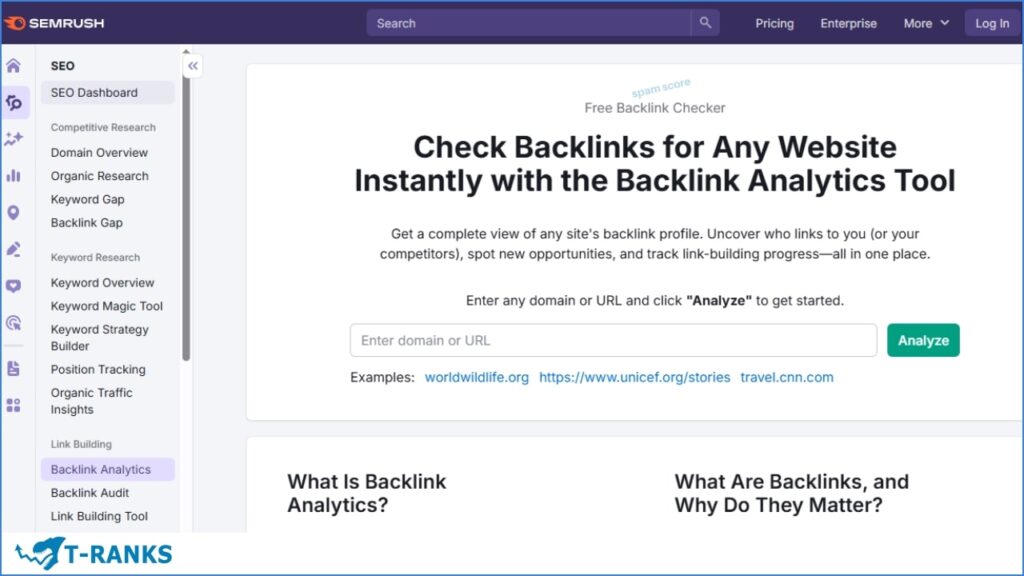Semrush Backlink Checker Tool
