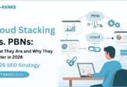 Illustration comparing Cloud Stacking and PBNs for SEO strategies in 2026
