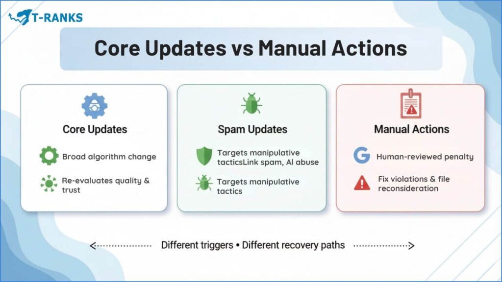 Core Vs Spam Vs Manual Actions