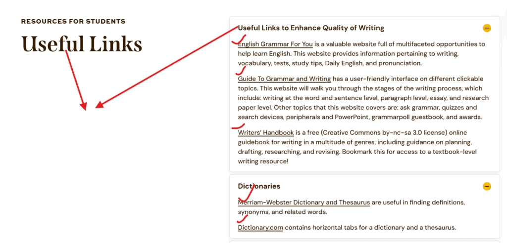 Resource Page Example Screen shot