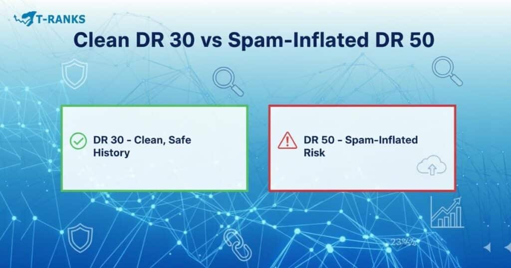 Clean DR30 vs. Spam DR50