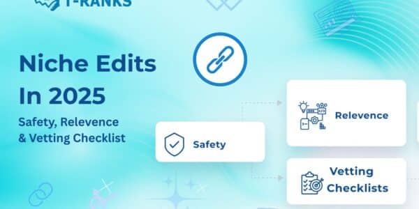 Niche edits 2026 checklist showing safe link-building and vetting process.