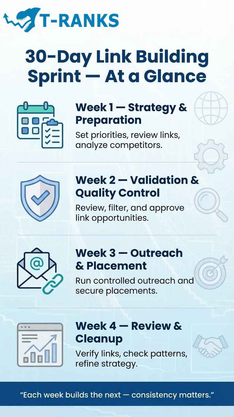 30-Day Link Building Sprint at a Glance infographic
