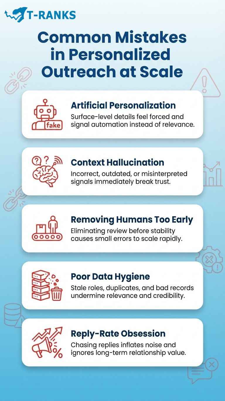 Common Mistakes in Personalized Outreach at Scale infographic