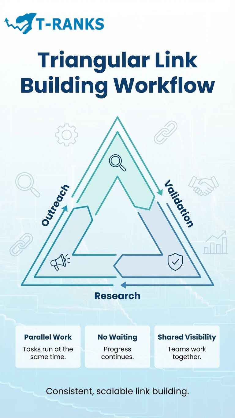 Triangular Link Building Workflow infographic