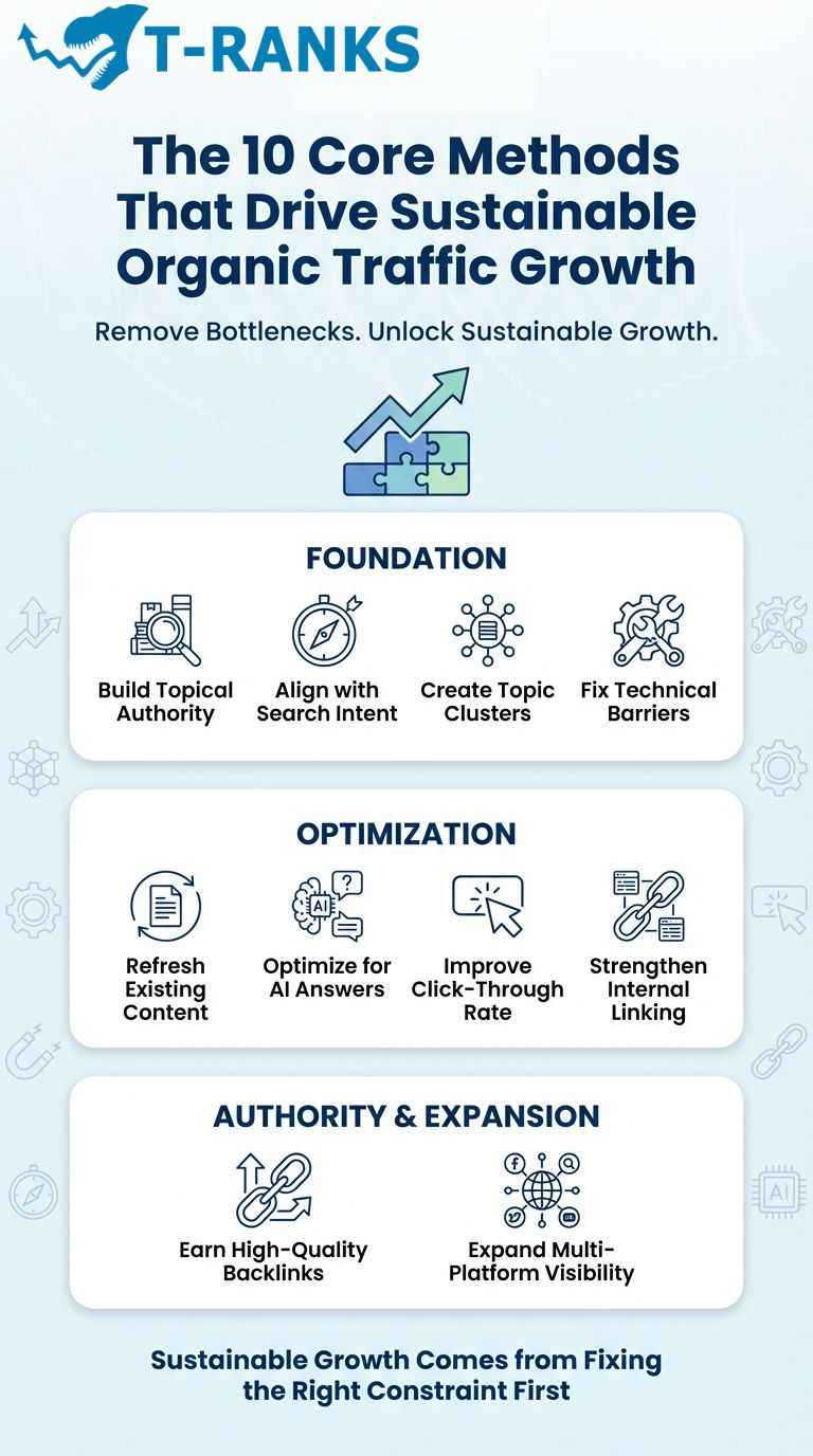 10 core methods sustainable organic growth infographic