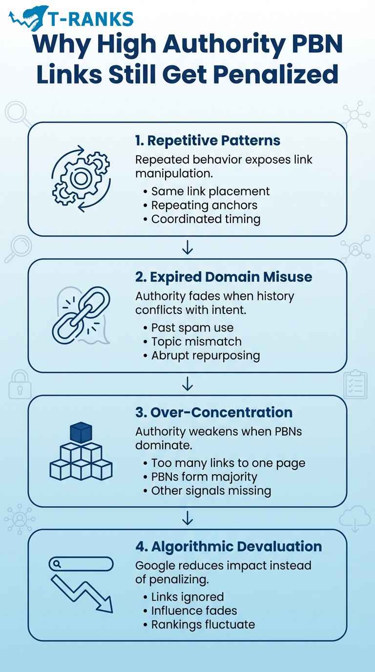 Common Reasons High Authority PBN Links Get Penalized infographic