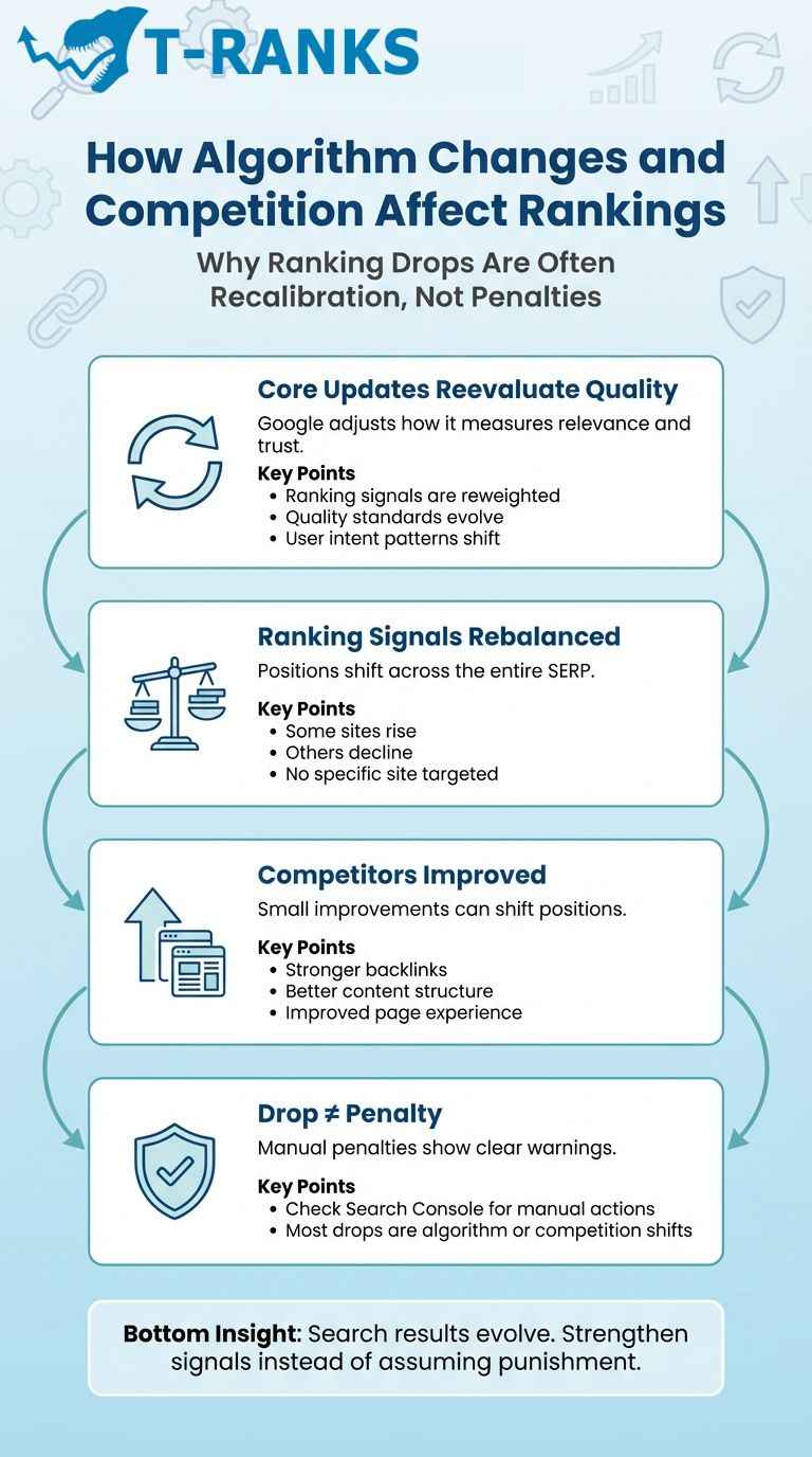 How Algorithm Changes and Competition Affect Rankings infographic