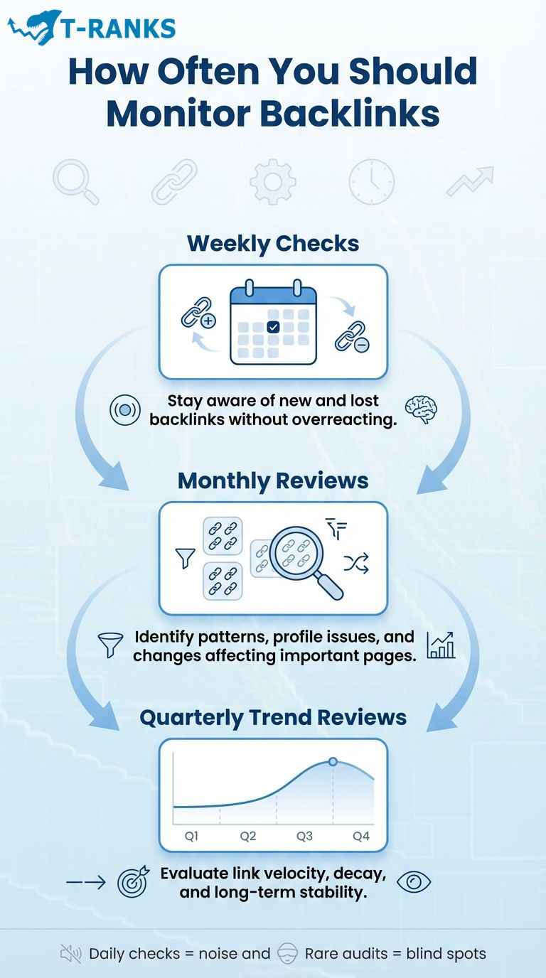 How Often You Should Monitor Backlinks infographic