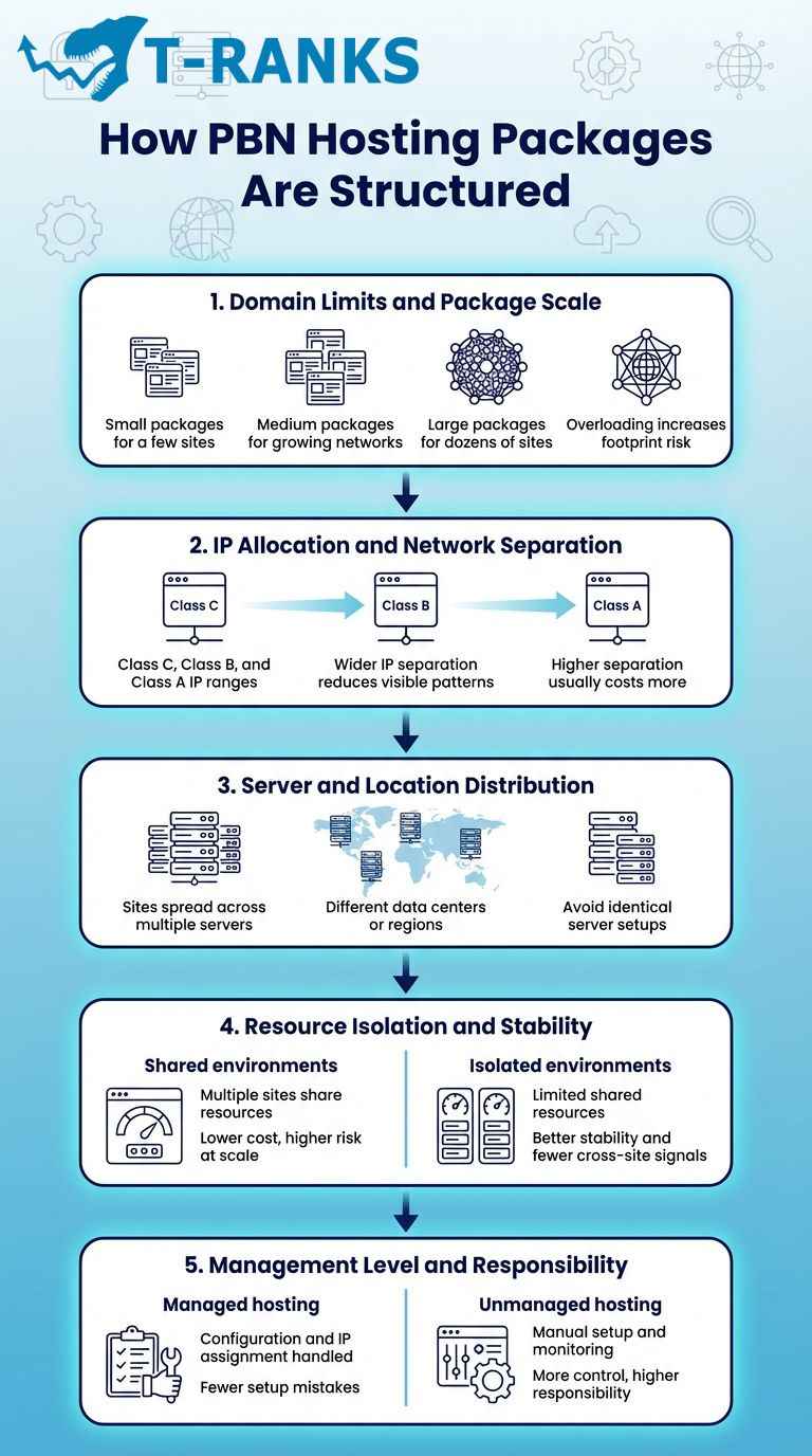 How PBN Hosting Packages Are Structured infographic