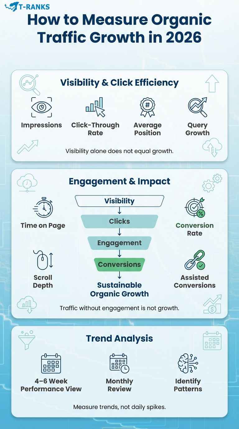 How to Measure Organic Traffic Growth in 2026 infographic