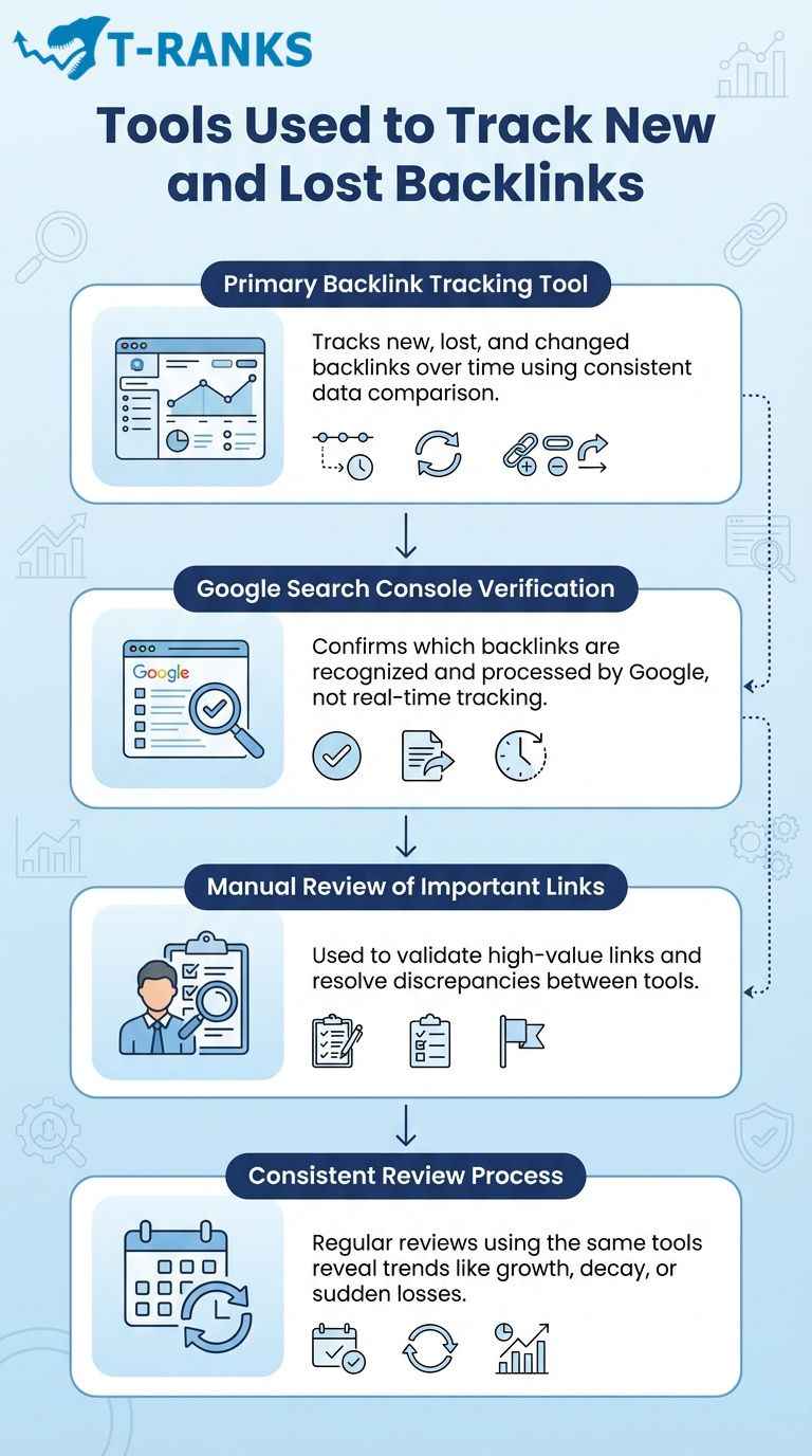 Tools Used to Track New and Lost Backlinks infographic