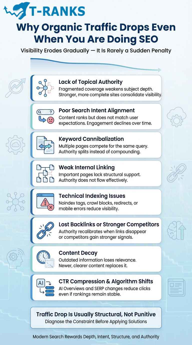 Why Organic Traffic Drops infographic