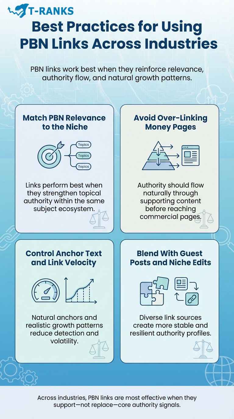 best practices for using pbn links across industries infographic