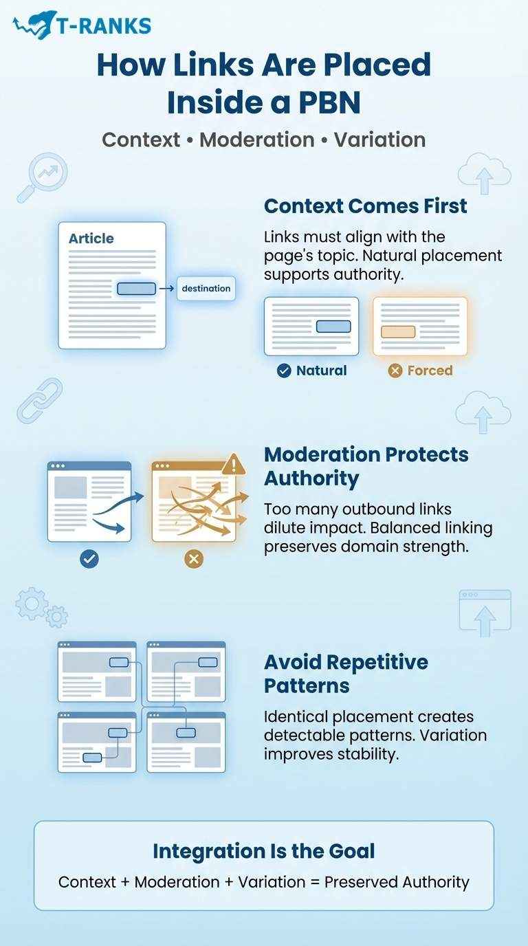 how links are placed inside a pbn 2026 infographic