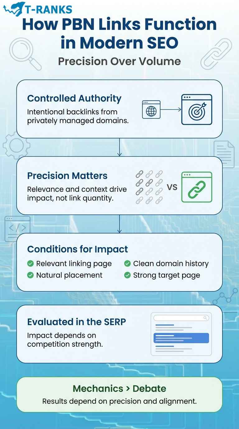 how pbn links function in modern seo infographic