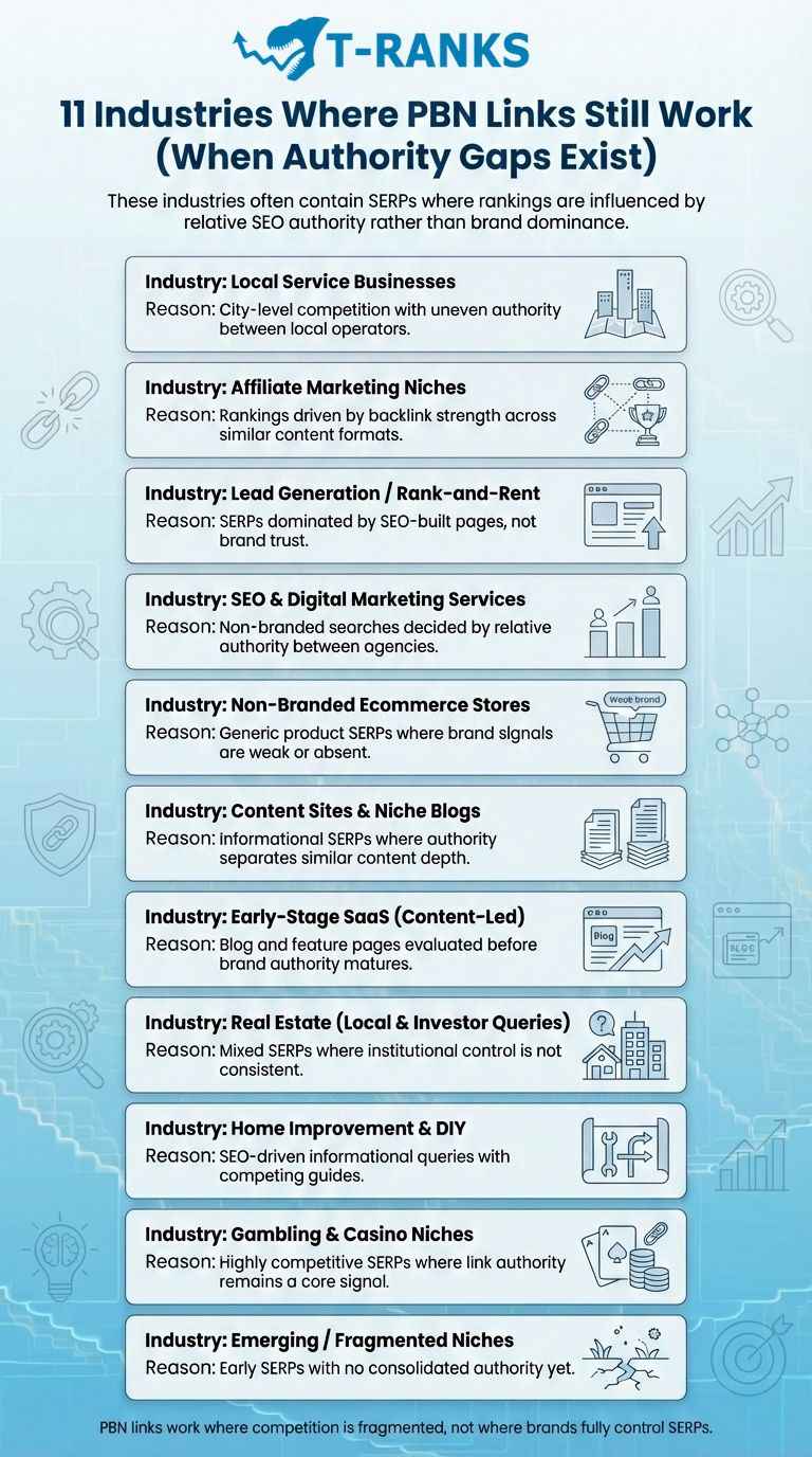 industries where pbn links still work infographic