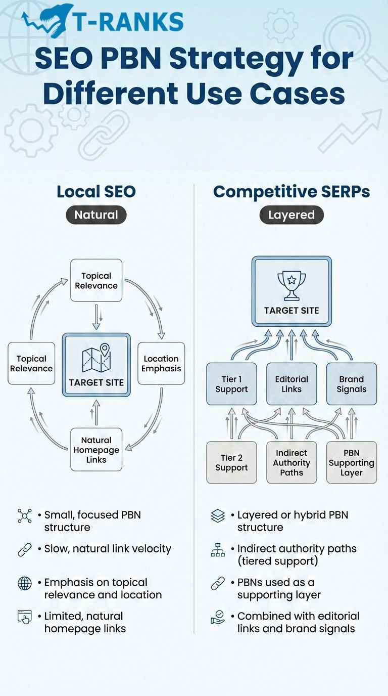 seo pbn strategy use cases infographic.