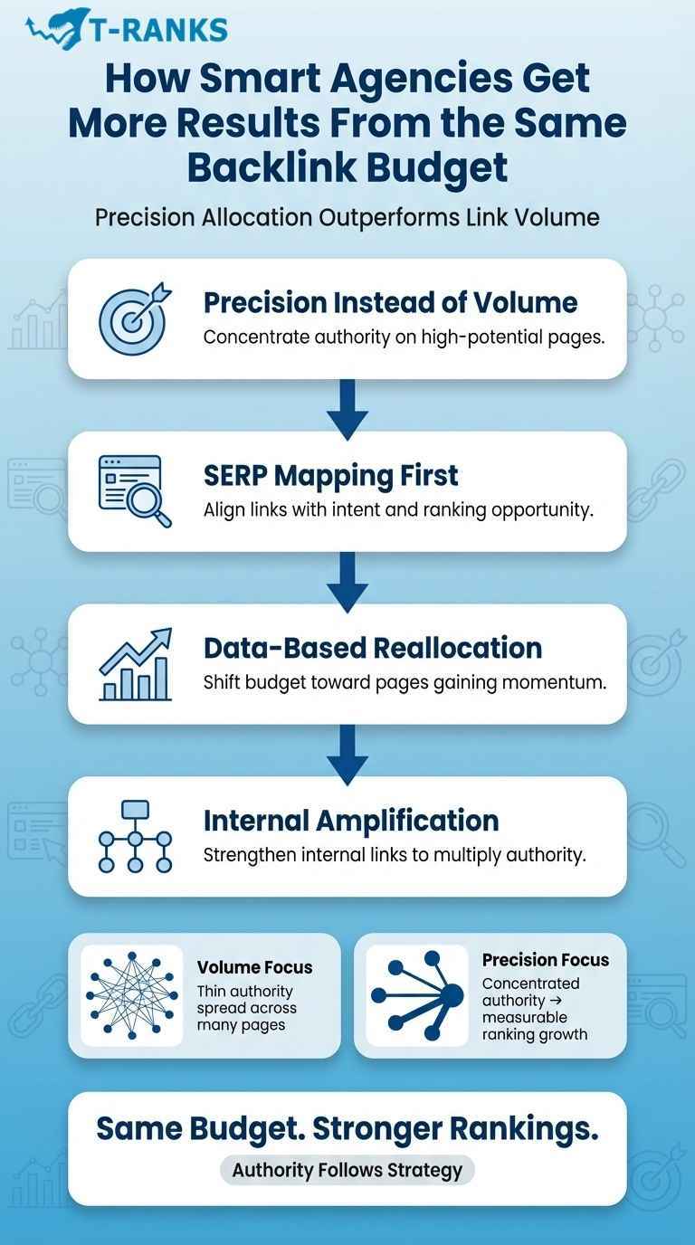 smart backlink budget precision framework infographic