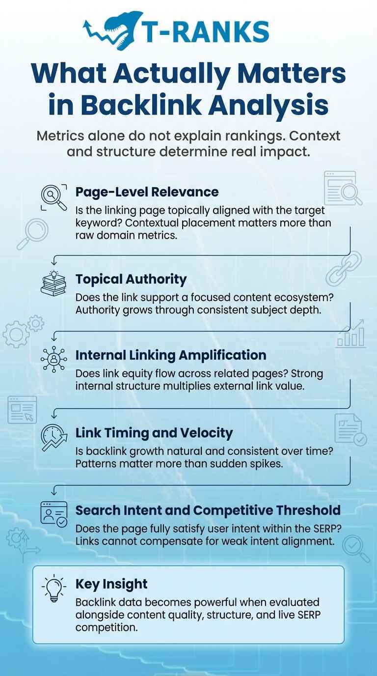 what actually matters in backlink analysis infographic