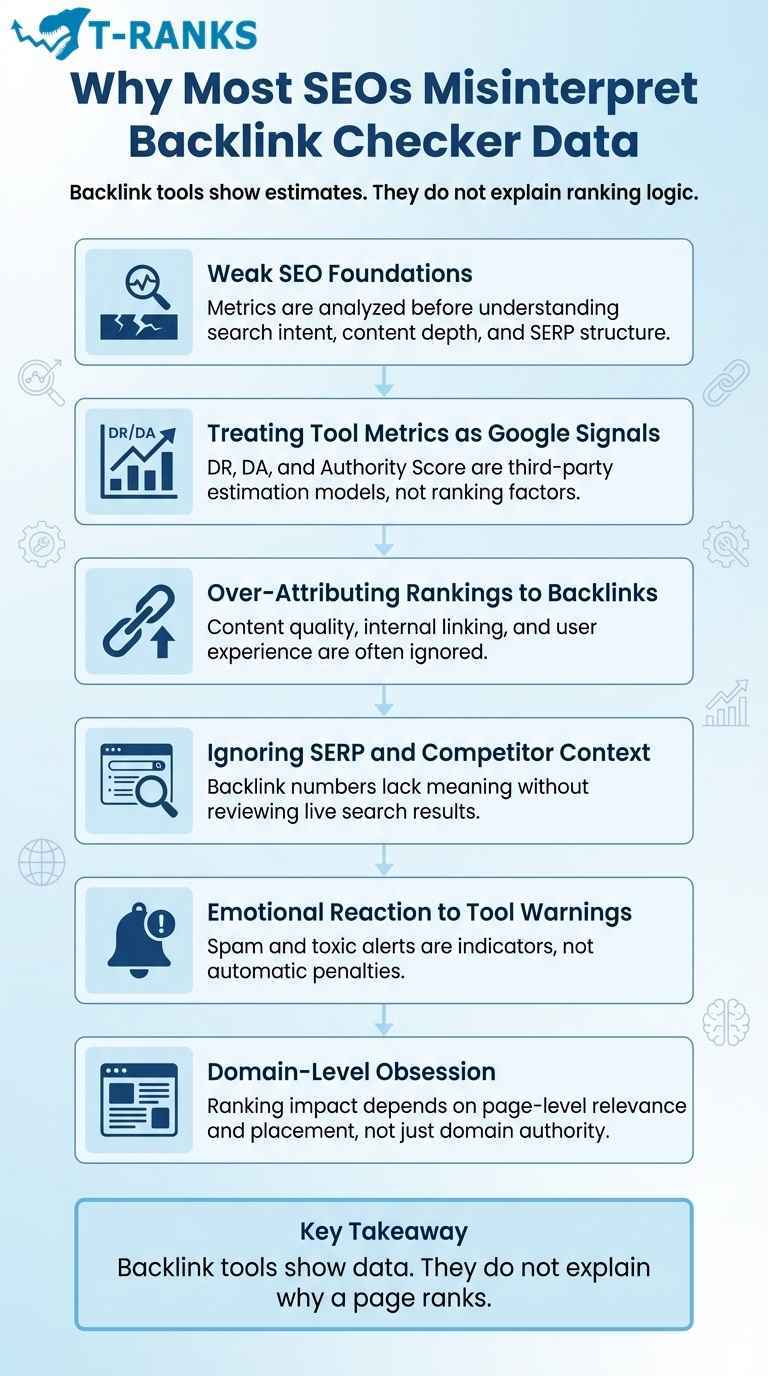 why seos misinterpret backlink checker data infographic