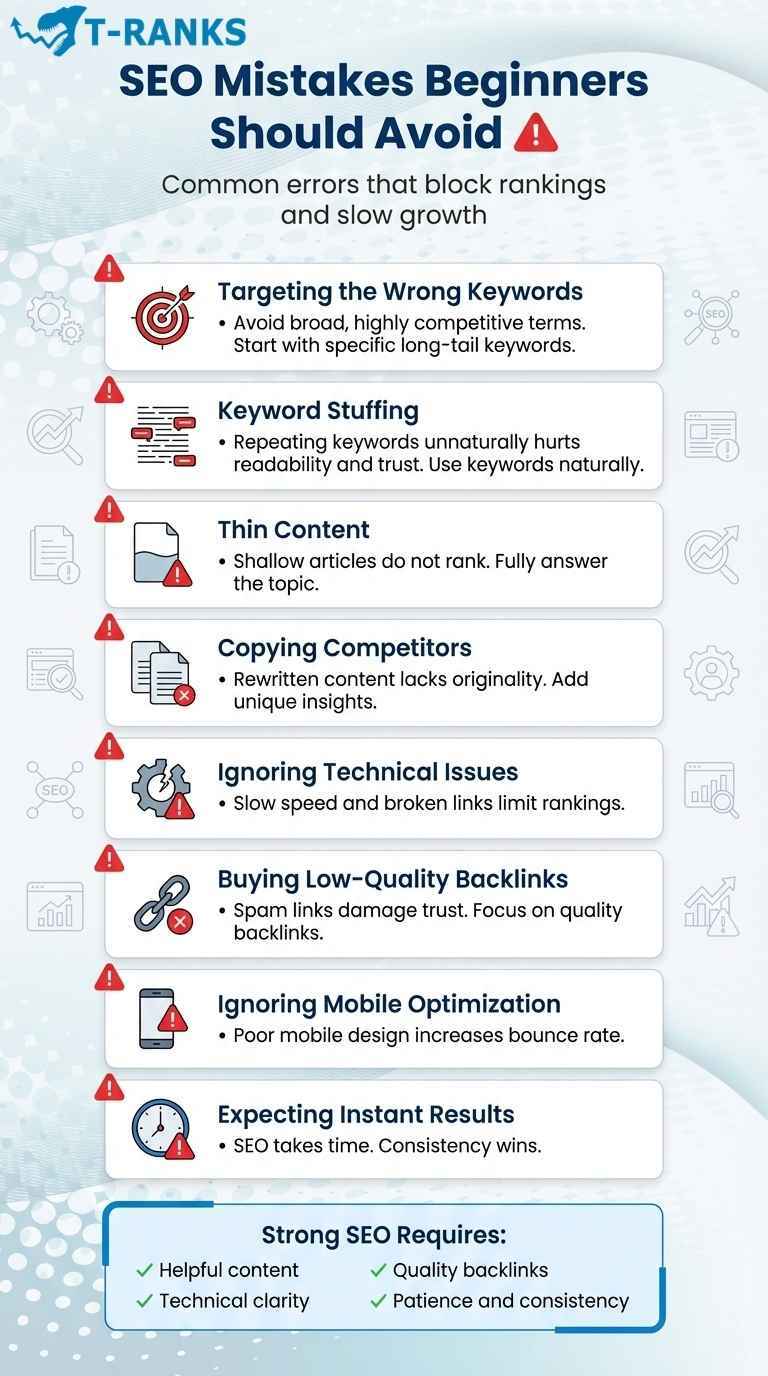seo mistakes beginners should avoid infographic