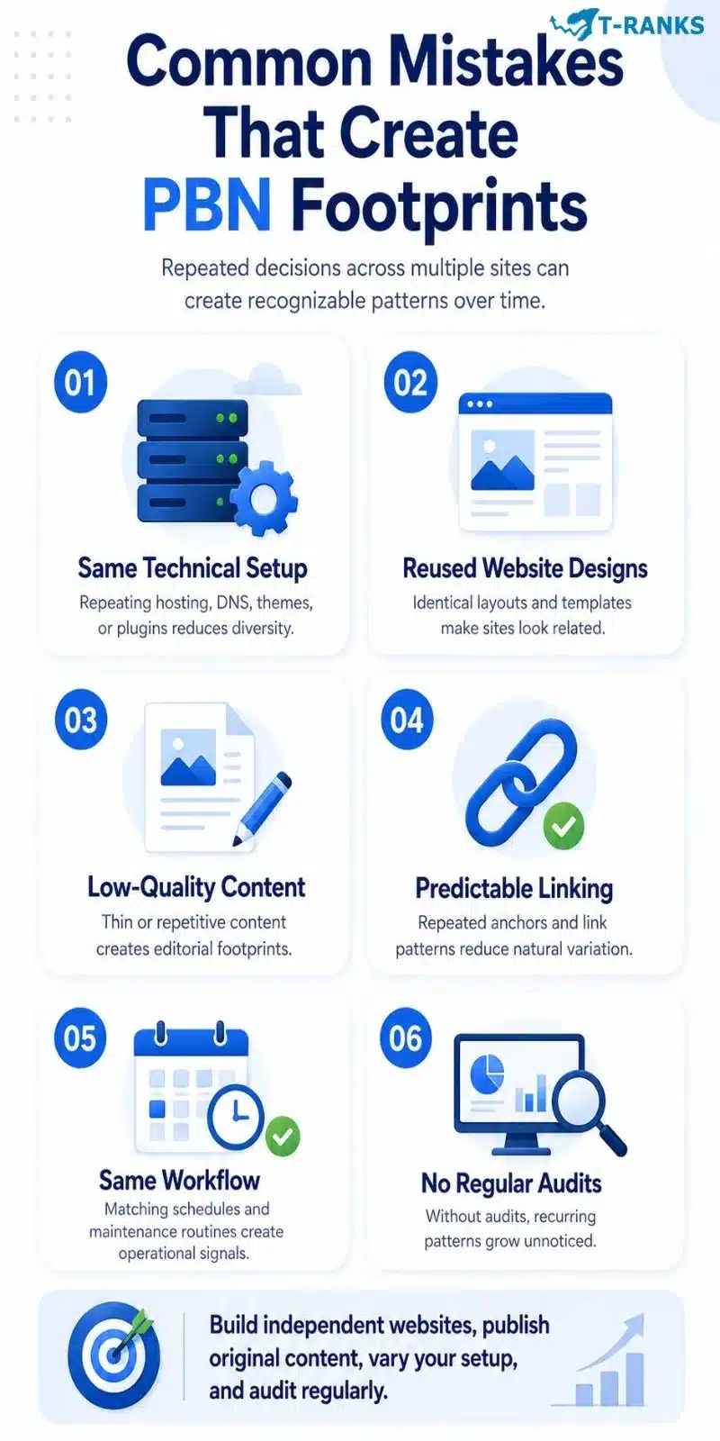 Common Mistakes That Create PBN Footprints infographic